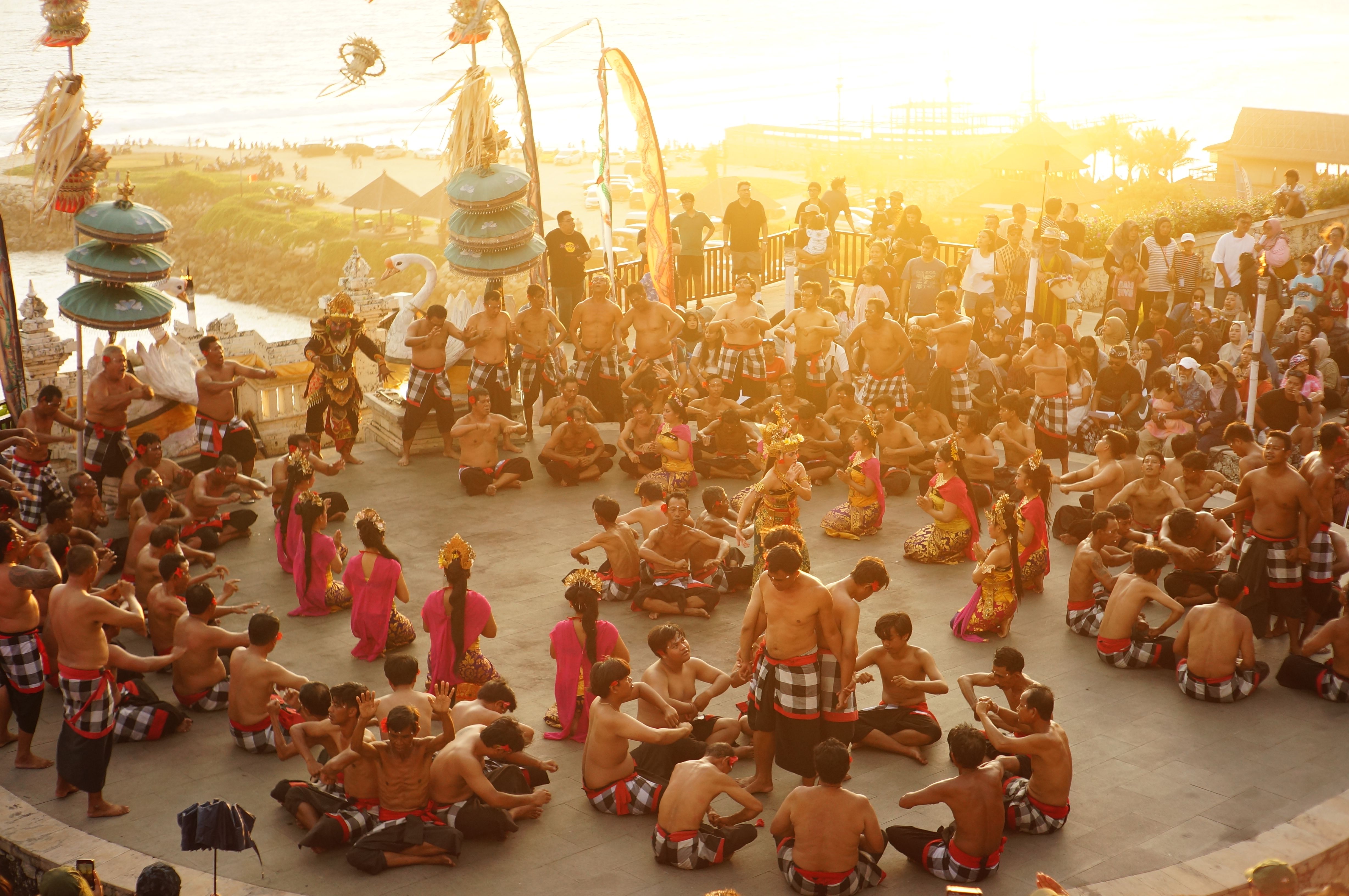 Kecak fire dance at Uluwatu temple Bali at sunset