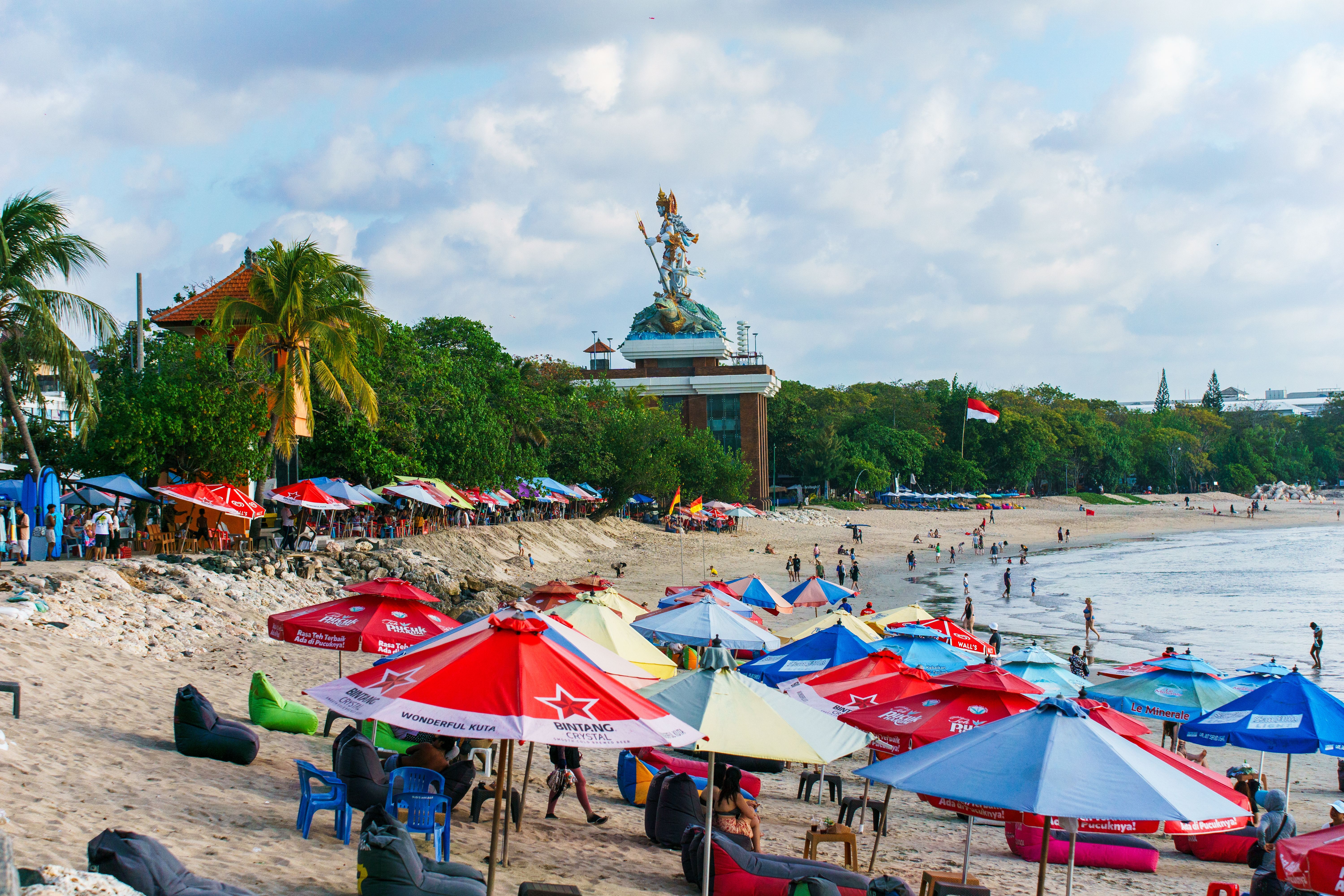 Bali dry season with clear blue skies and sunny beach conditions