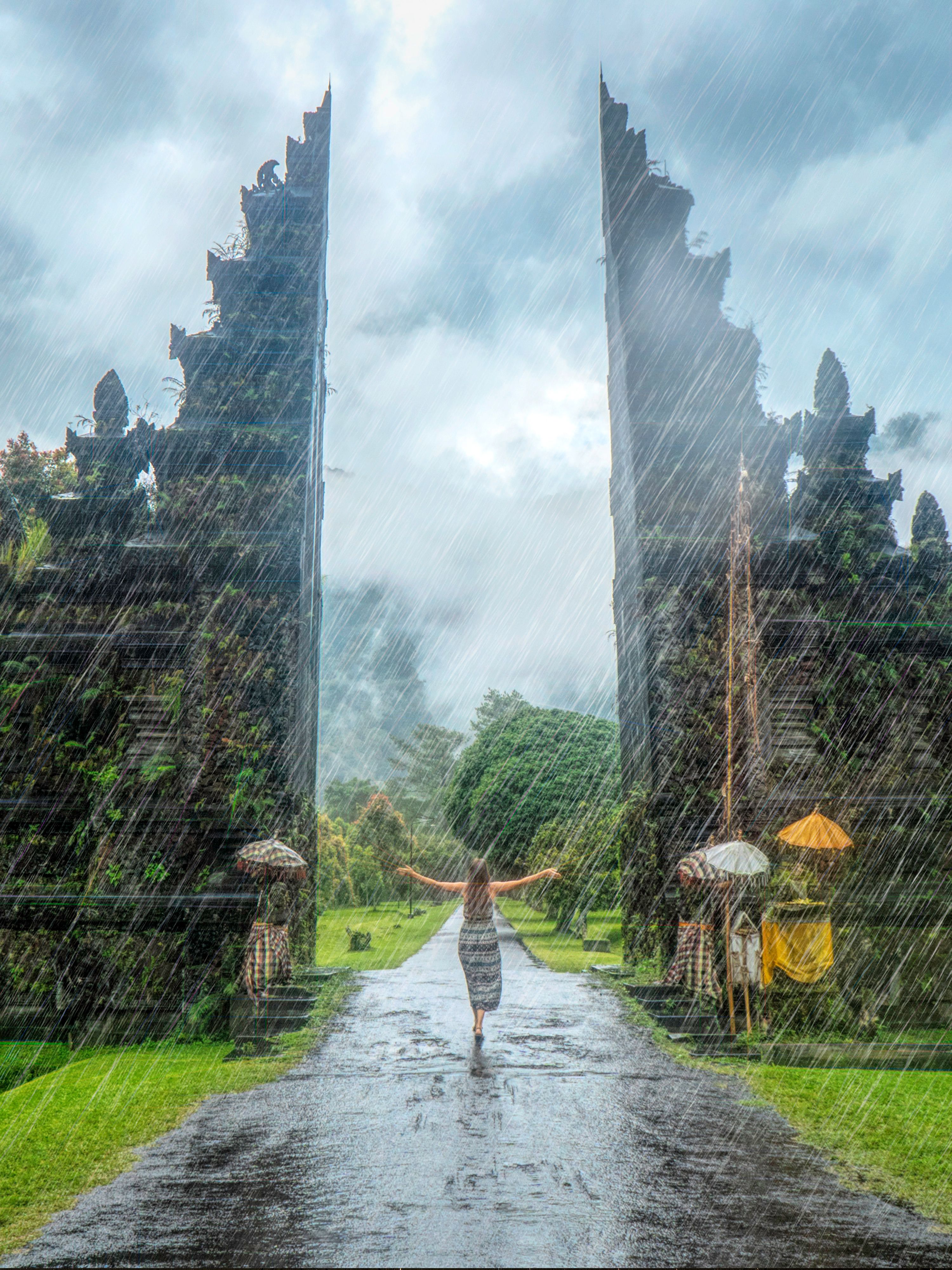 Bali rainy season landscape with lush green scenery