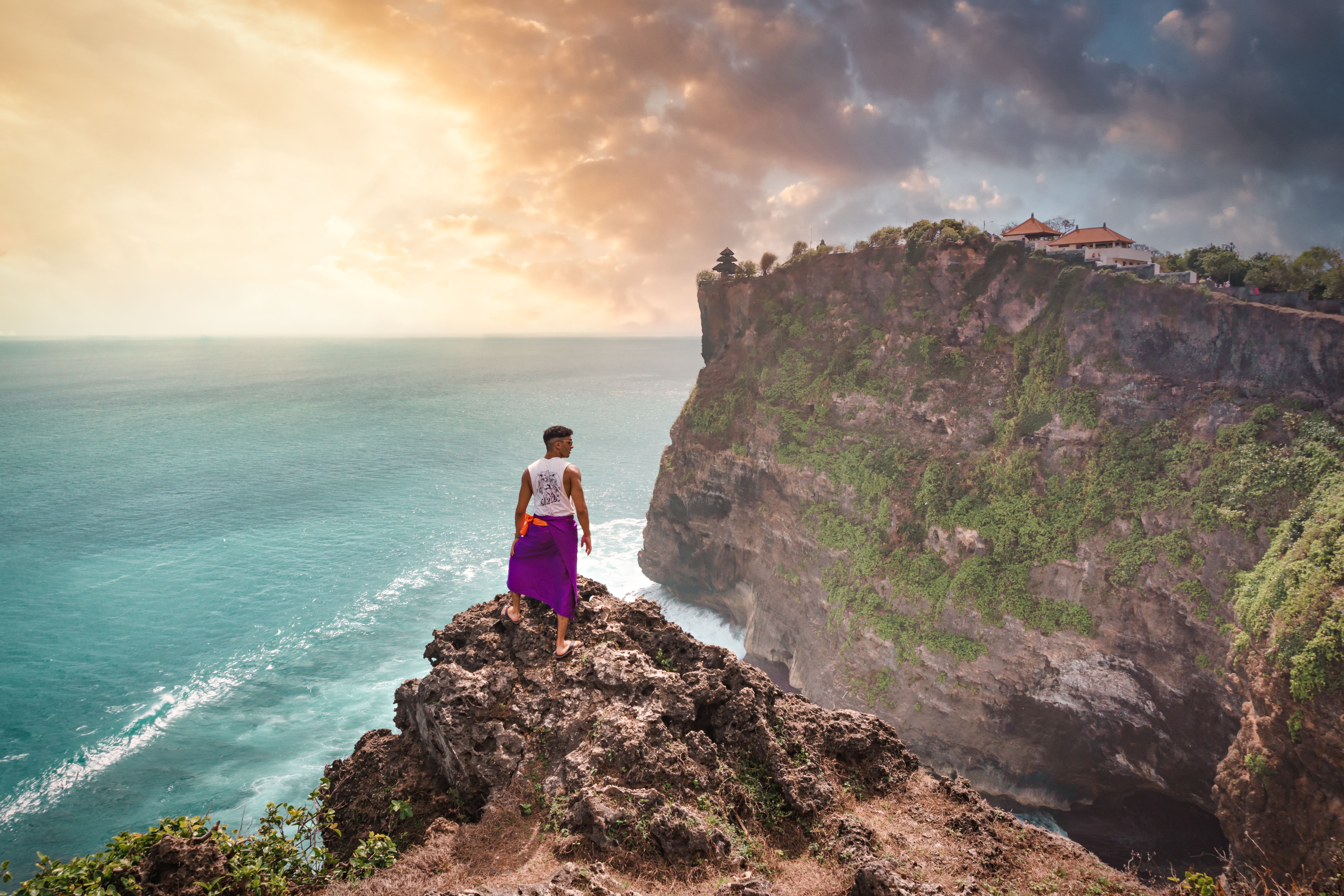 Dramatic limestone cliffs at Uluwatu on Bali's southern coastline