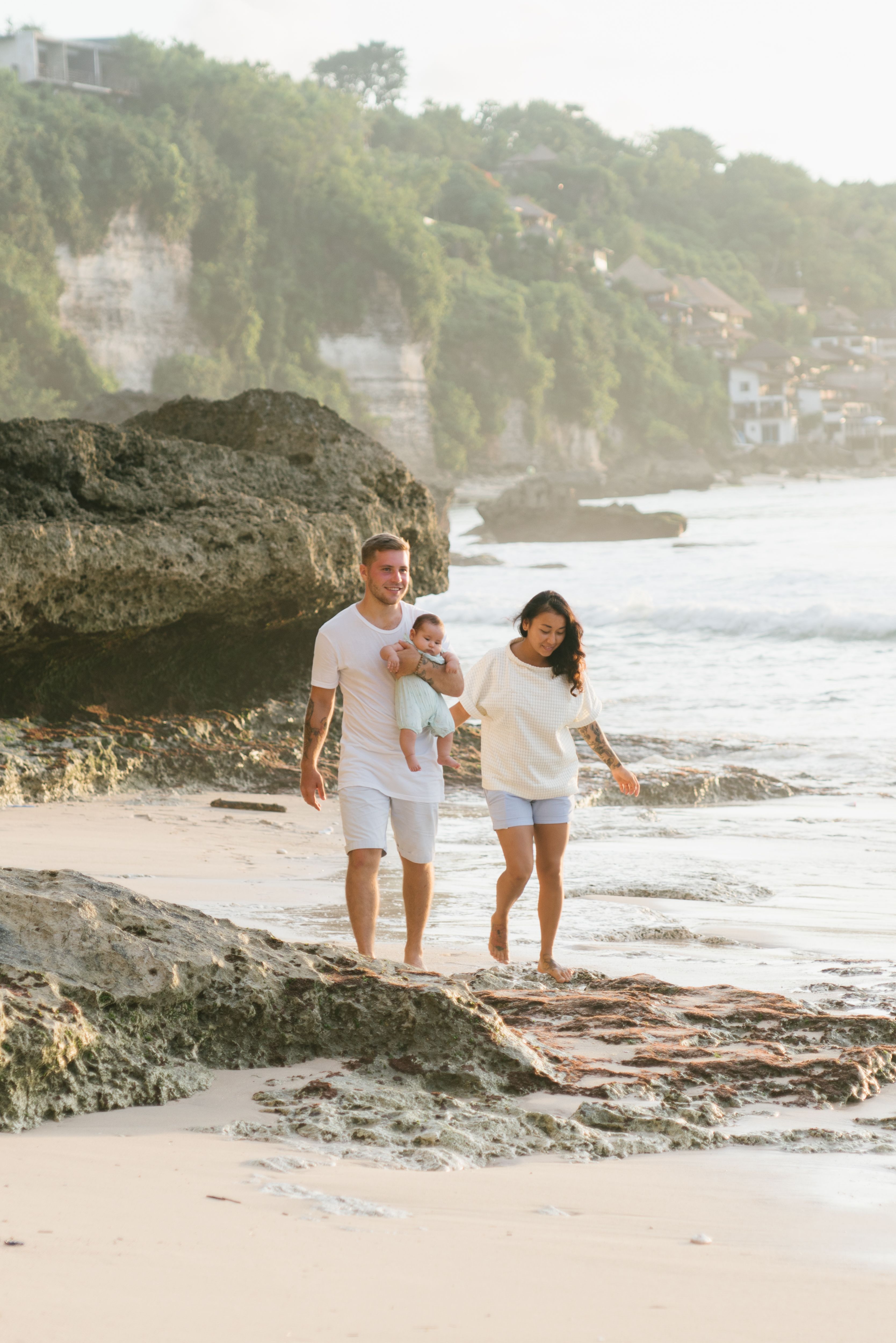 Family enjoying the view at Uluwatu cliffs, South Bali
